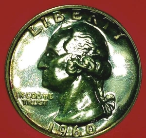 1960 Washington Proof Quarter AU Mint State Some Rim Toning - Picture 1 of 2