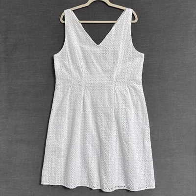 Ann Taylor Dress 16 White Eyelet Sleeveless Summer Cotton Graduation Classic - Image 1 of 4