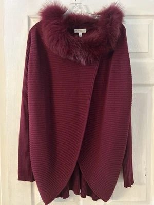 Suéter envolvente frontal para mujer NEIMAN MARCUS 100 % cachemir, cuello desmontable talla L Foto 1 de 4