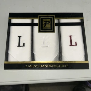 Neu im Karton Paris Accessoires HERREN TASCHENTÜCHER 3er Pack Stickerei Monogramm " L " - Bild 1 von 4