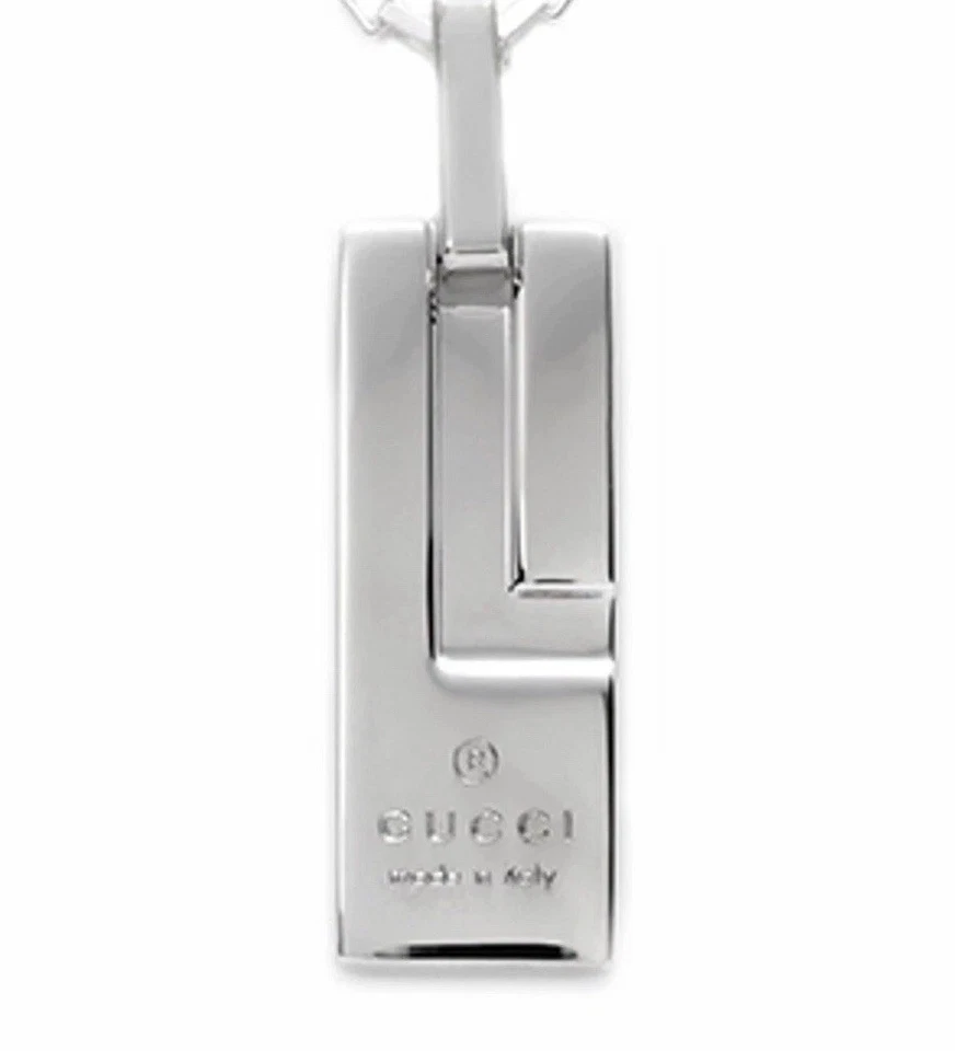 Gargantilla de cuero vintage Gucci G placa en relieve plata 925 colgante cadena collar Foto 1 de 4