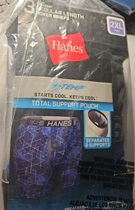 Hanes 3-pack 2XL 44-46" Tagless Boxer Briefs Support Pouch Mesh Panels Stretch - Picture 1 of 5