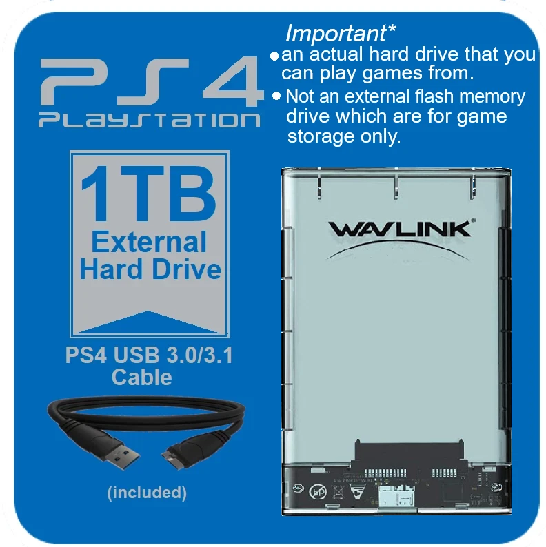 Unidad de Juego Externa 1TB 500GB PS4 Pro Delgada Original Disco Duro HDD Plug and Play Foto 1 de 1