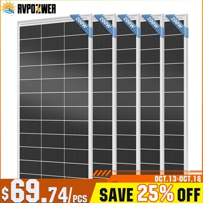 RVPOZWER 200W 300W 400W 800W 12V Solar Panel Mono 18BB Battery Charge RV PV Home Off-Grid