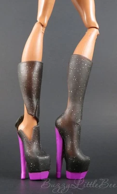 Botas Neila Baile de graduación Perfectas Altas Negras Brillantes Zapatos Peluqueros Foto 1 de 4