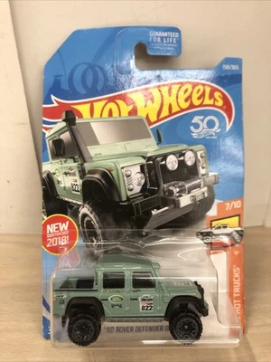 Hot Wheels #158 HW 2018 Hot Trucks 7/10 '15 Land Rover Defender doble cabina verde azulado Foto 1 de 4