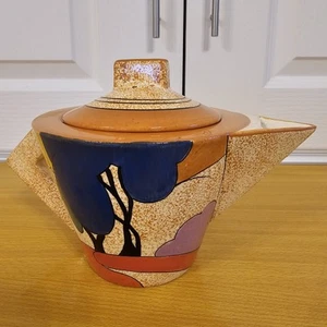 1993 Metropolitan Museum Of Art Art Deco Clarice Cliff Teapot Colourful Vintage - Picture 1 of 14
