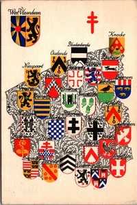 Bélgica West Vlaanderen Escudos Arte Vintage Postal BP24 - Imagen 1 de 2