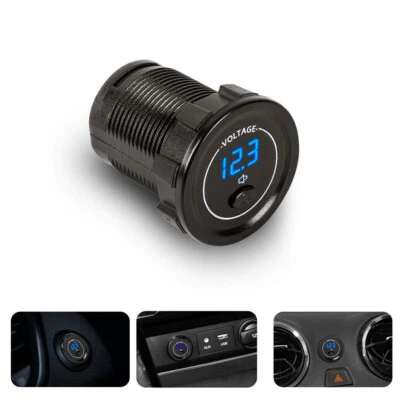 LED Panel Digital Voltage Meter Low Voltage Alarm For Motorbike Car Boat 12V-24V - Image 1 of 4