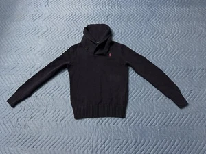 Vintage 90's Ralph Lauren Kids Black Shawl Neck Knit Sweater - Size M. 73 - Picture 1 of 11