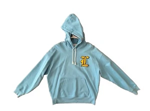 Lacoste L!Ve Hoodie Big L Patch Fleece Designer Sweatshirt Size Large Baby Blue - Picture 1 of 24