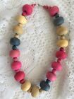Vintage Chunky Modernist 20”wood Art Beads Beaded Statement Necklace