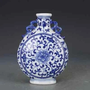 6.5" Collection Chinese Qing Blue-and-white Porcelain Spray Lotus Flower Vase - Picture 1 of 11