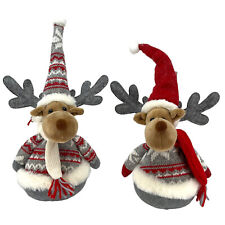 Holiday Moose in Knit Sweater Fabric Tabletop Decor 12.6 Inch CHOOSE YOUR STYLE