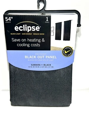 1-Eclipse Black Out Panel. Black. 54” L. 42”W. Rod Pocket. New. - Image 1 of 4