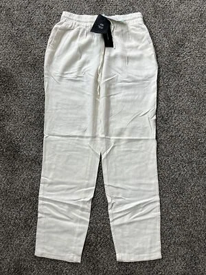 NWT New Women's Vero Moda Stitchfix Ivory White Linen Pants Sz S Small Straight - Image 1 of 4