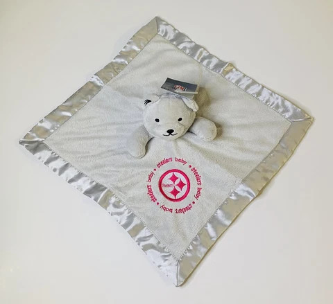 NFL Pittsburgh Steelers Baby Fanatic Security Bear Blanket 13 x 13 Pink Gray New Cover