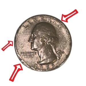 1985 U.S. Quarter Dollar Coin Circulated D Mint Missing Rim Errors 5.6g - Picture 1 of 3