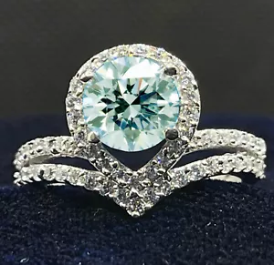 3.42 Ct Vvs11-= Ice Blue White Moissanite Diamond Silver Engagement RING Size 7 - Picture 1 of 3