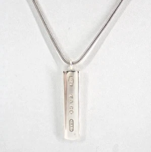 TIFFANY & Co 1837 Bar Plate Pendant Necklace 2001 Sterling Silver 925 Used - Picture 1 of 5