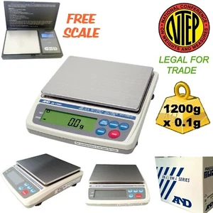 A&D Weighing Scale 1200g Legal NTEP Ek-1200i Buy Gold FREE 1000g Pocket Scale - Picture 1 of 8