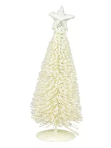 White Iron Christmas Tree With Snow Dust & Star Table Top Ornament - 19cm - Picture 1 of 3