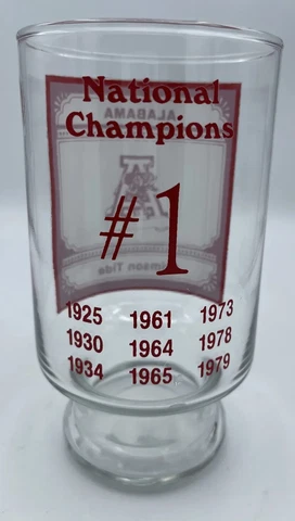 1979 Alabama National Football Champions Drinking Glass 6.75“ T x 3“ D Cover