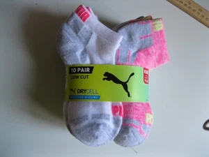 PUMA Girls LowCut Cushioned Socks 10-Pair, Multi-Color, Kids 9-3.5 (1186) - Picture 1 of 5