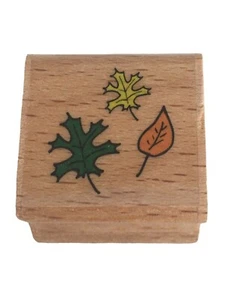 Happen Stamps Rubber Stamp Fall Leaves Trio Oak Elm Autumn Nature Thanksgiving - Picture 1 of 5