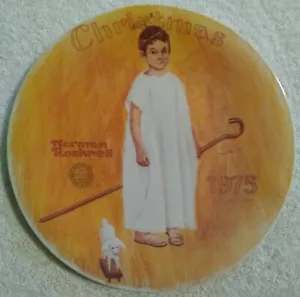 Paneles de placa de coleccionistas de 8" Norman Rockwell ángel de Navidad con ojos negros - Imagen 1 de 5