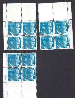 Set of 3 US Stamp Plate Block 4 Scott#1770  15c 1979 RFK see note for P#'s (3) - Image 1 of 2