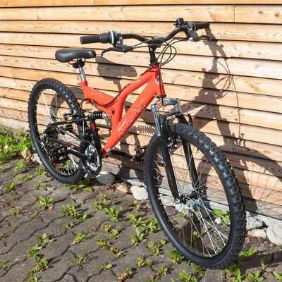 Galano FS180 24" MTB Mountainbike Fully Jugendfahrrad 21 Gang Bike rot 37cm - Bild 1 von 4