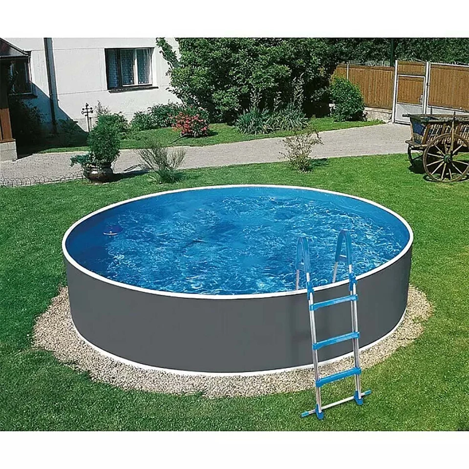 Stahlwandpool Splash Pool Komplettset rund 355 x 90 cm grau Filteranlage Leiter - Bild 1 von 4