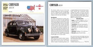 Chrysler - Airflow - 1934-37 Popular - Classic Cars Collectors Club Card - Picture 1 of 1