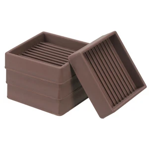 4 Pack Square Rubber Furniture Pads 2"x2" for Furniture Feet, Brown - Picture 1 of 7