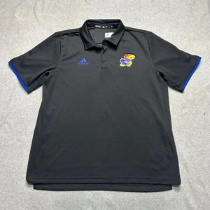 Adidas Kansas Jayhawks Polo Shirt Mens XL Black Performance Stretch KU Golf - Picture 1 of 8