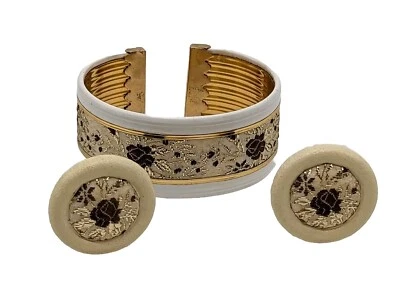 Brazalete De Colección En Relieve Bohemio BOHO Oro Metal Blanco Plástico Tono Dorado 2.25 Foto 1 de 4