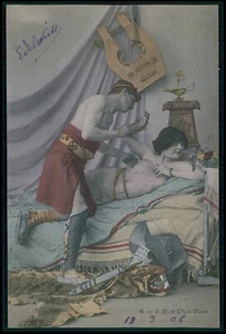 mitología gladiador veneno y mujer desnuda original c1900s postal lote conjunto de 10 - Imagen 1 de 11
