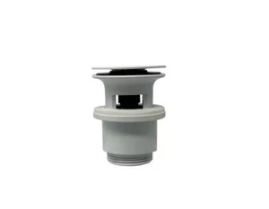 WS Bath Collections 1-1/4" Bathroom Push Waste Drain with Overflow, Glossy White - Picture 1 of 1