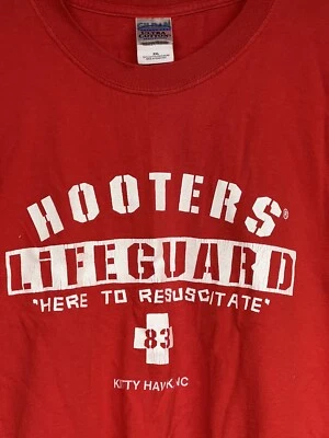 Camiseta de salvavidas OBX Hooters Outer Banks Kitty Hawk NC roja XXL vintage Foto 1 de 4