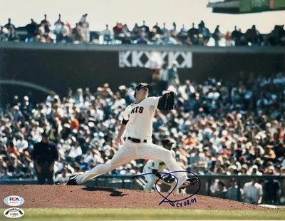 Tim Lincecum signed/Insc "Cy 08, 09" 11x14 Photo - SF Giants - PSA Authenticated - Image 1 of 4