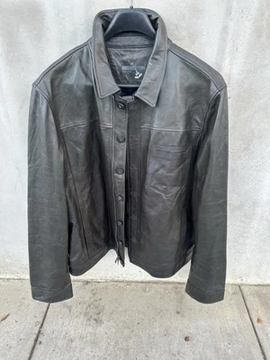 Men’s black Leather JOHN VARVATOS Biker Trucker Jacket Limited  Ed. Msrp:$2800+ - Image 1 of 4
