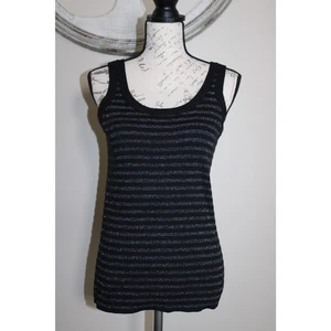 New York & Company Schwarz Metallic Strick Tank Top Gr. M Ärmellos Glitzer - Bild 1 von 3