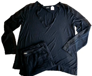 La Perla Damen M klassischer Viskose Pyjama 2-teilig Oberteil und Unterteil schwarz Spitze neu ohne Etikett - Bild 1 von 8