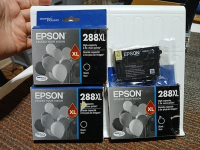 4x NEW DAMAGED BOX Epson 288XL Black Ink Cartridge T288XL120 EXP: 07/2026 - Image 1 of 4
