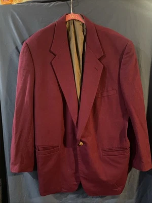 VINTAGE Gianni Versace Wool Cashmere 1-Button Blazer Sport Coat Plum Size 50 ITA - Image 1 of 4