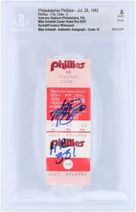 Mike Schmidt Phillies Signed 7/29/1982 Career HR 331 Stub BAS 10 Ticket w/Insc - Picture 1 of 2