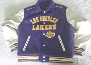 NBA Los Angeles Lakers Varsity Jacket Mens Med Button Up Ultra Game Day NWT  - Picture 1 of 16