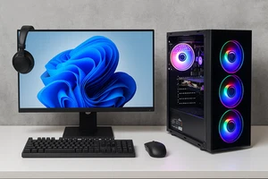 Gaming PC bundle Core i5 16GB GT 710 128GB SSD+500GB HDD Windows 10 Monitor 22" - Picture 1 of 10
