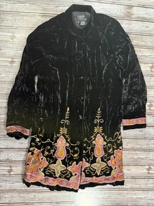 Chaqueta Larga Bordada Terciopelo Rayón Seda Citron Santa Monica Talla M - Imagen 1 de 6